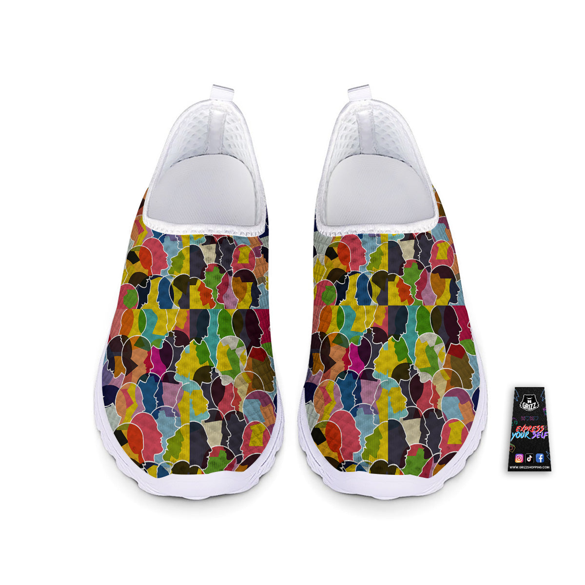 People Talking Colorful Print Pattern Nurse Shoes-grizzshop