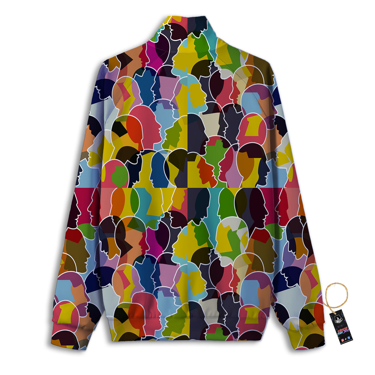 People Talking Colorful Print Pattern Track Jacket-grizzshop