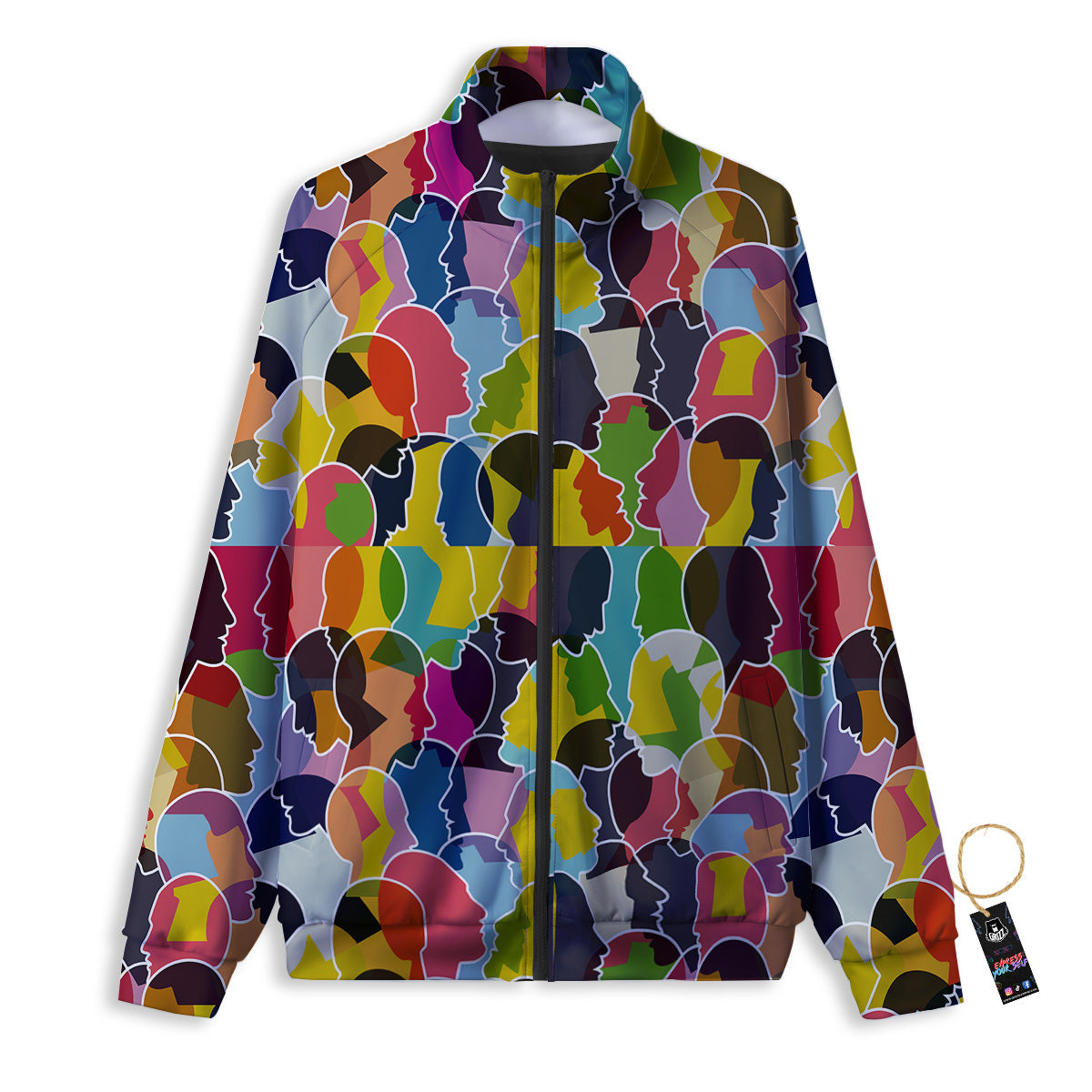 People Talking Colorful Print Pattern Track Jacket-grizzshop