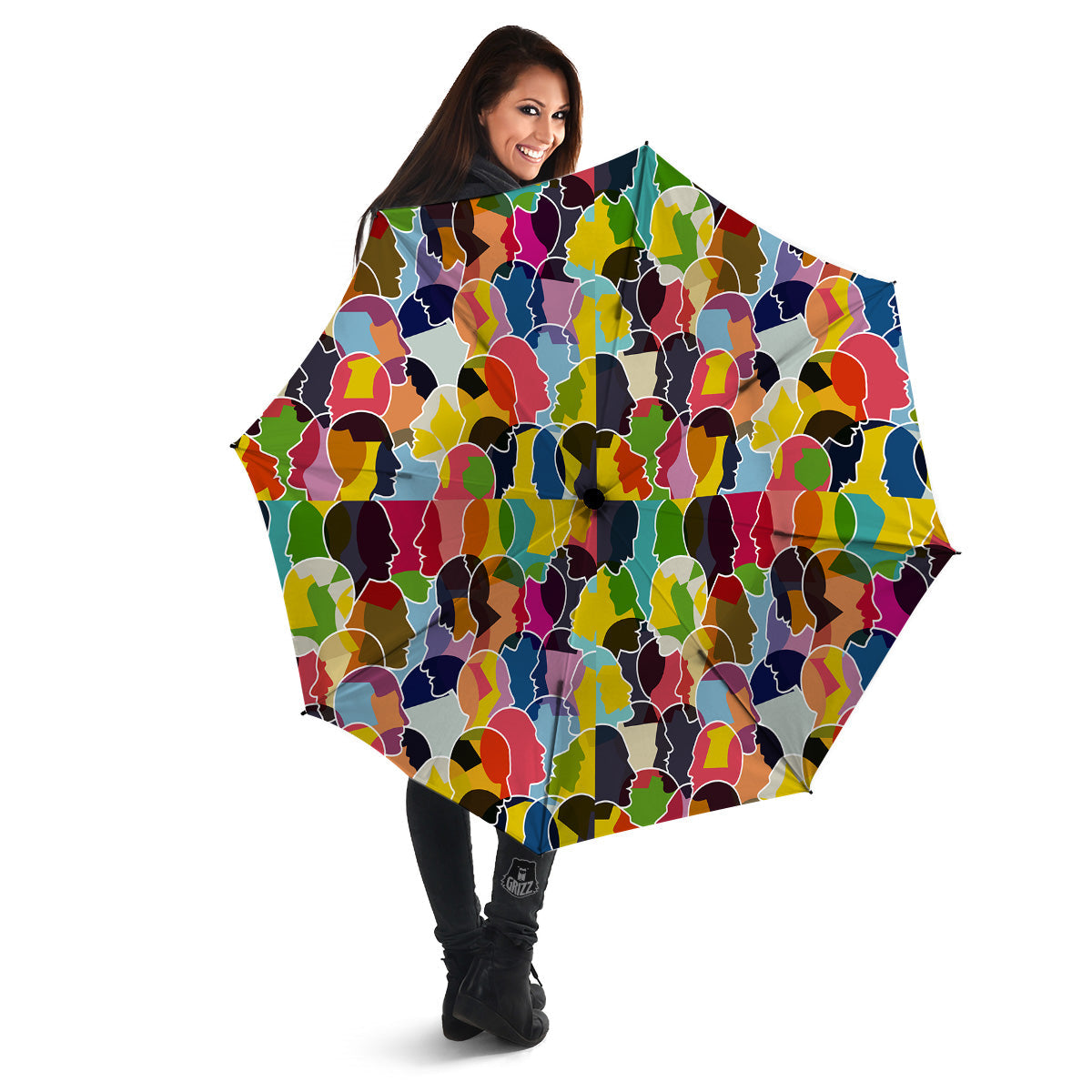 People Talking Colorful Print Pattern Umbrella-grizzshop