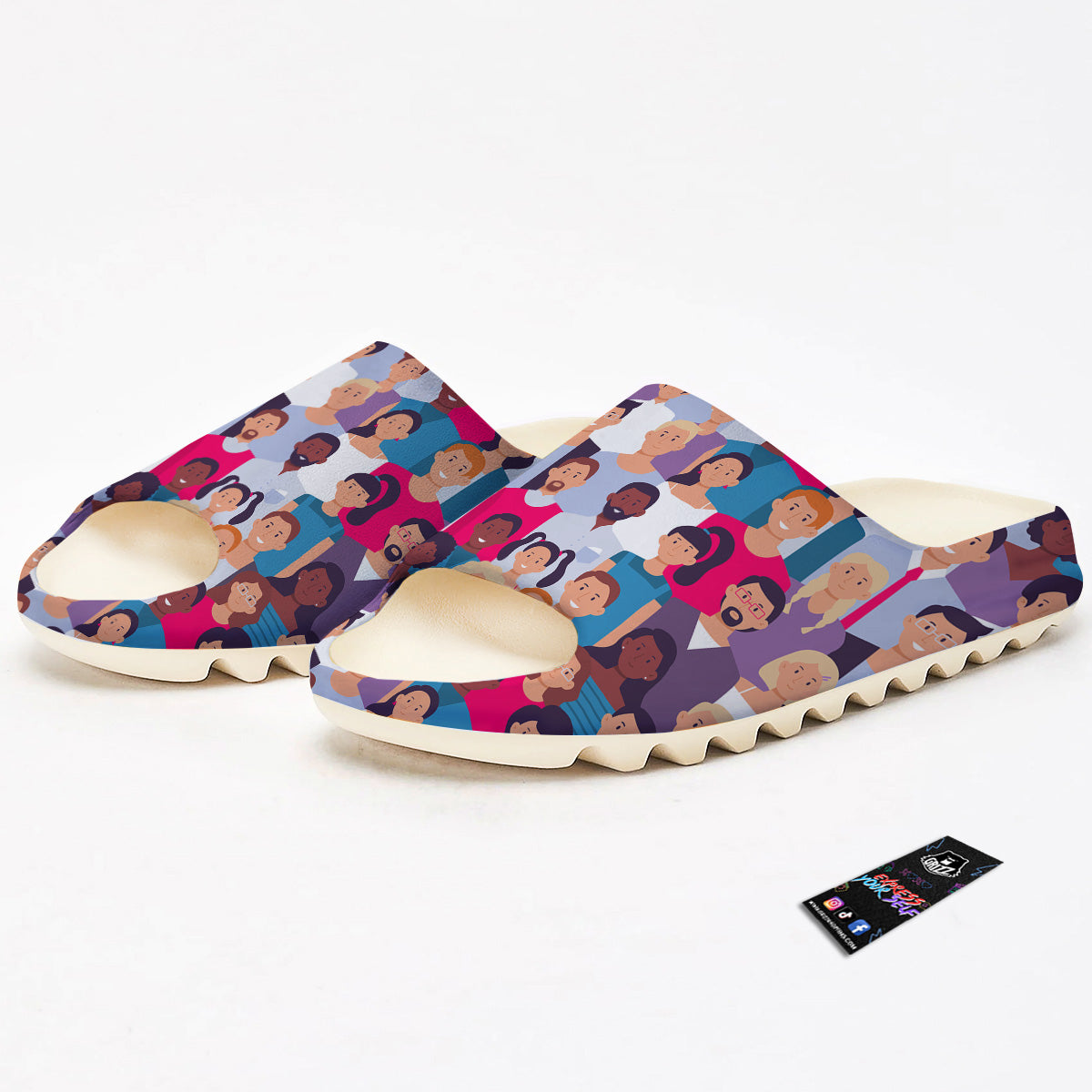 People Smile Colorful Print Pattern Sandals-grizzshop