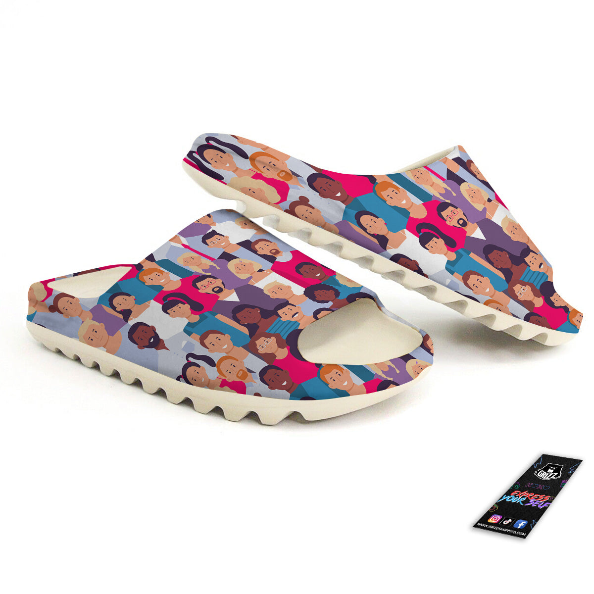 People Smile Colorful Print Pattern Sandals-grizzshop