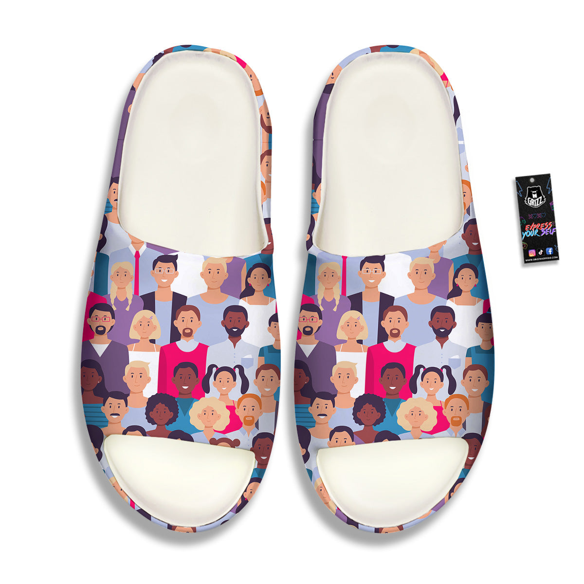 People Smile Colorful Print Pattern Sandals-grizzshop