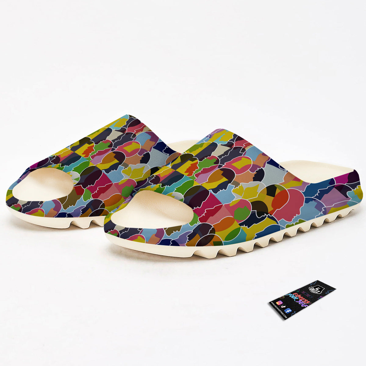 People Talking Colorful Print Pattern Sandals-grizzshop