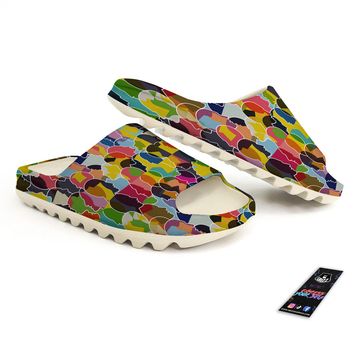 People Talking Colorful Print Pattern Sandals-grizzshop