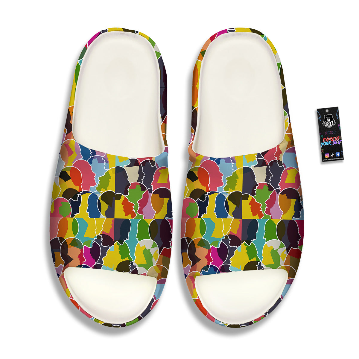People Talking Colorful Print Pattern Sandals-grizzshop