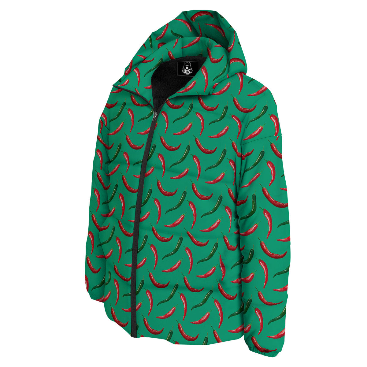 Peppers Chili Green Print Pattern Down Jacket-grizzshop