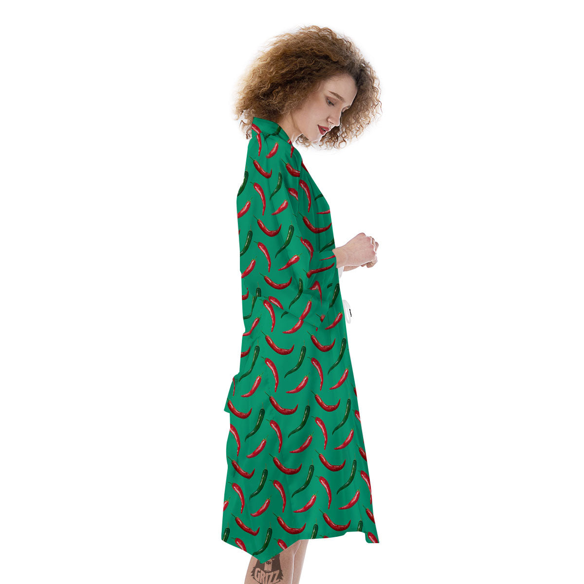 Peppers Chili Green Print Pattern Kimono-grizzshop
