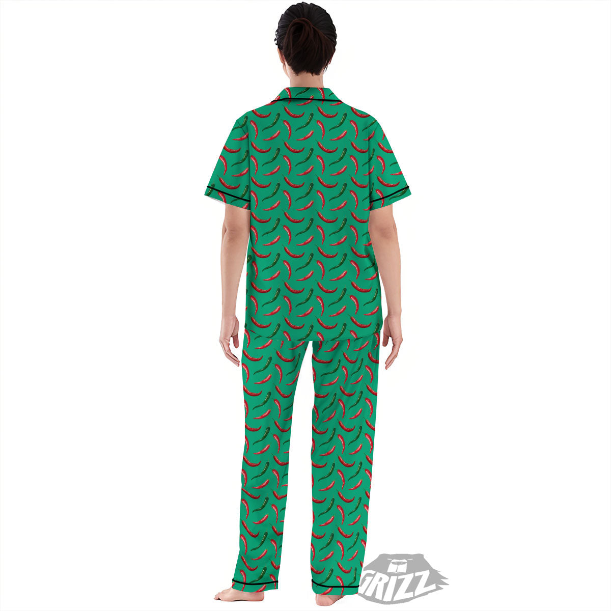 Peppers Chili Green Print Pattern Women's Pajamas Set-grizzshop