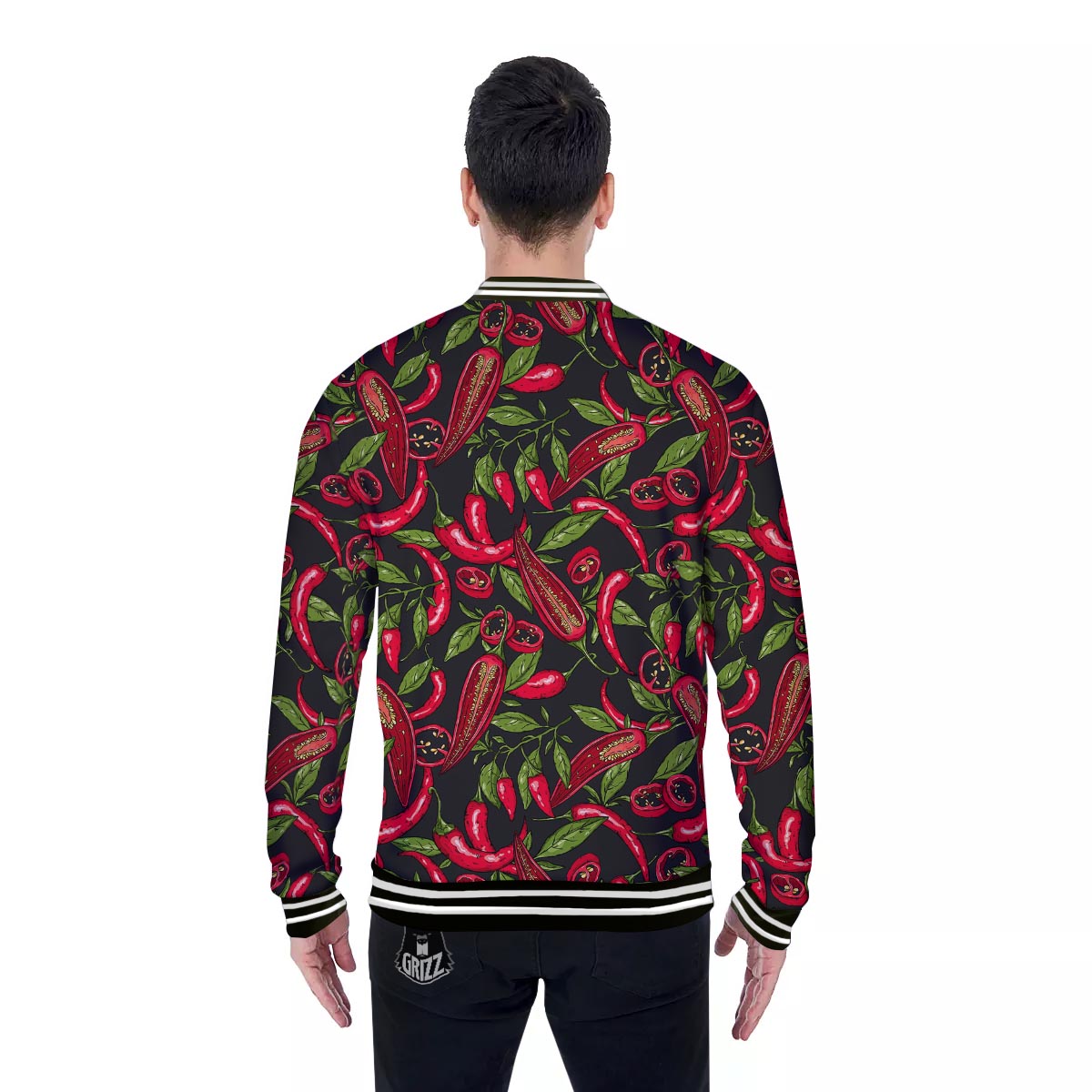 Peppers Red Chili Print Pattern Baseball Jacket-grizzshop