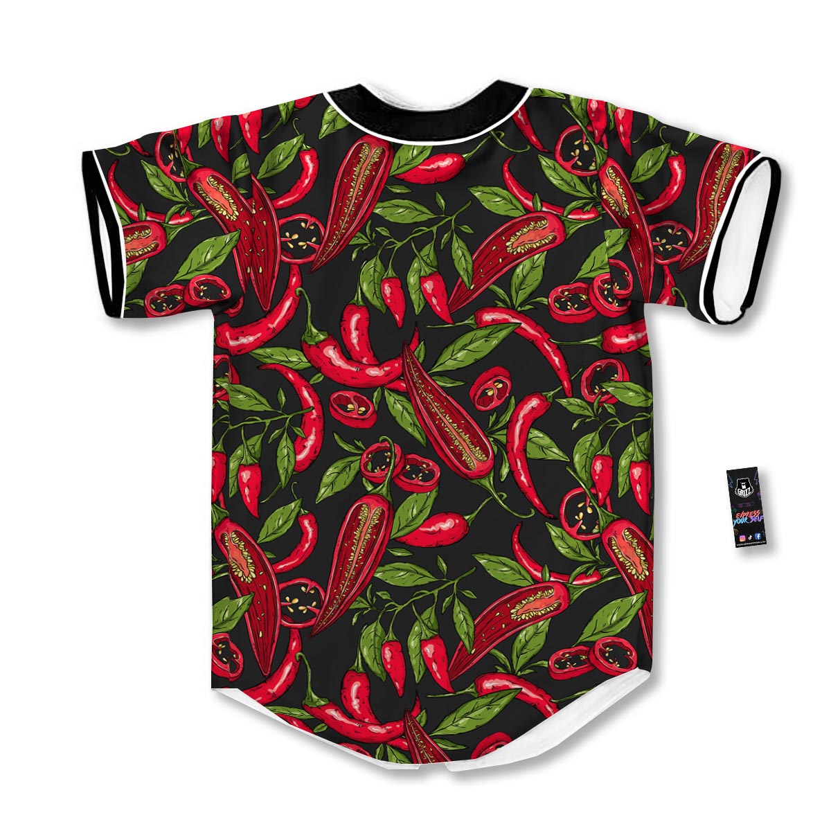 Peppers Red Chili Print Pattern Baseball Jersey-grizzshop