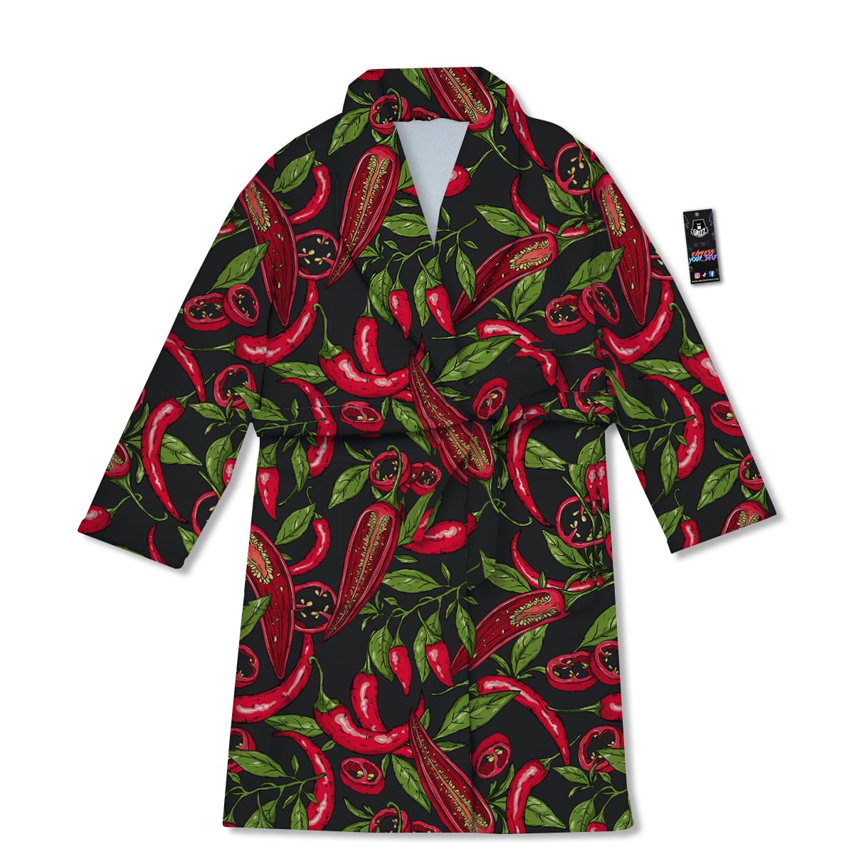 Peppers Red Chili Print Pattern Bathrobe-grizzshop