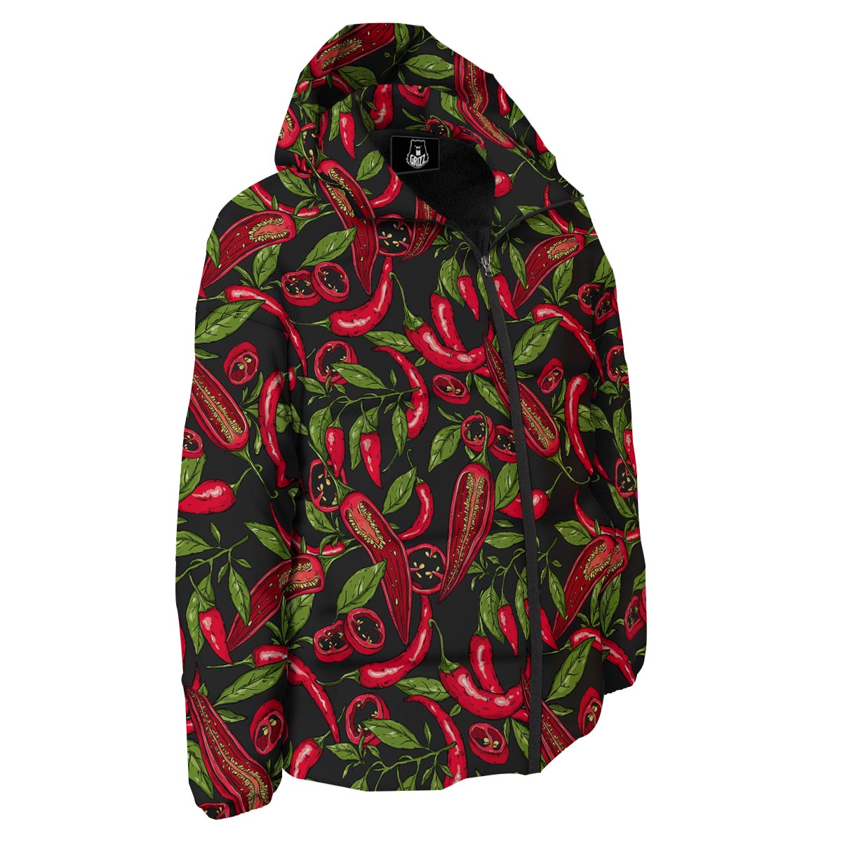 Peppers Red Chili Print Pattern Down Jacket-grizzshop