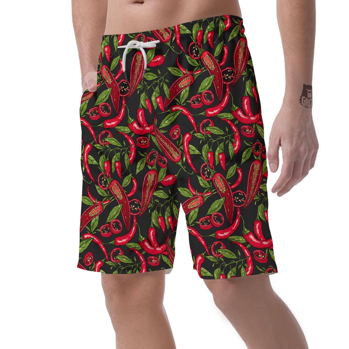Peppers Red Chili Print Pattern Men's Shorts-grizzshop