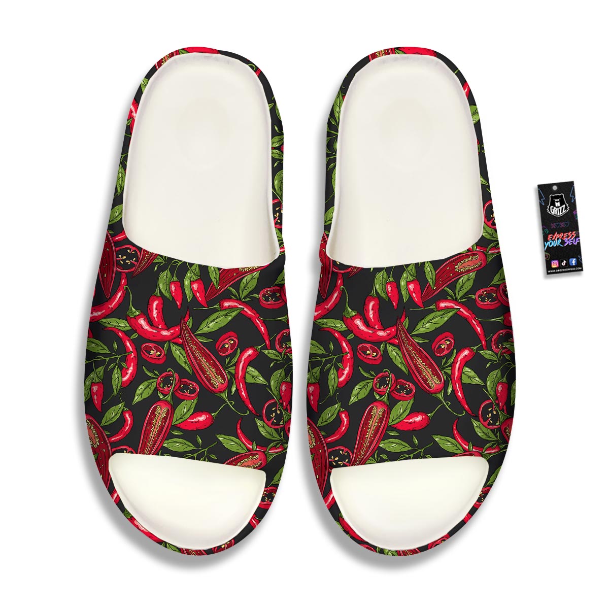 Peppers Red Chili Print Pattern Sandals-grizzshop