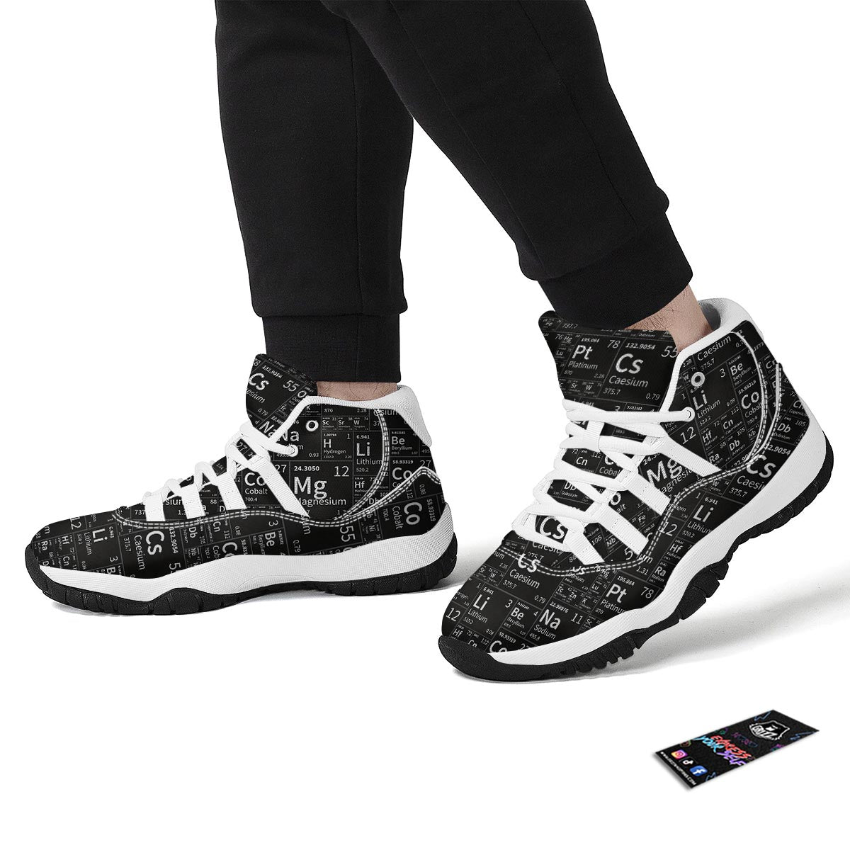 Periodic Table Science Print Pattern White Bball Shoes-grizzshop