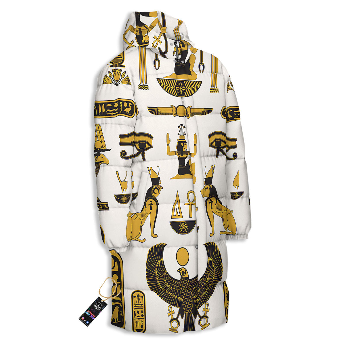 Pharaohs And Gods Egyptian Print Long Down Jacket-grizzshop