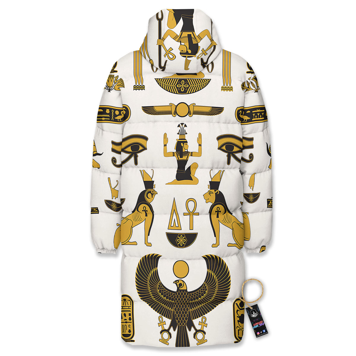 Pharaohs And Gods Egyptian Print Long Down Jacket-grizzshop