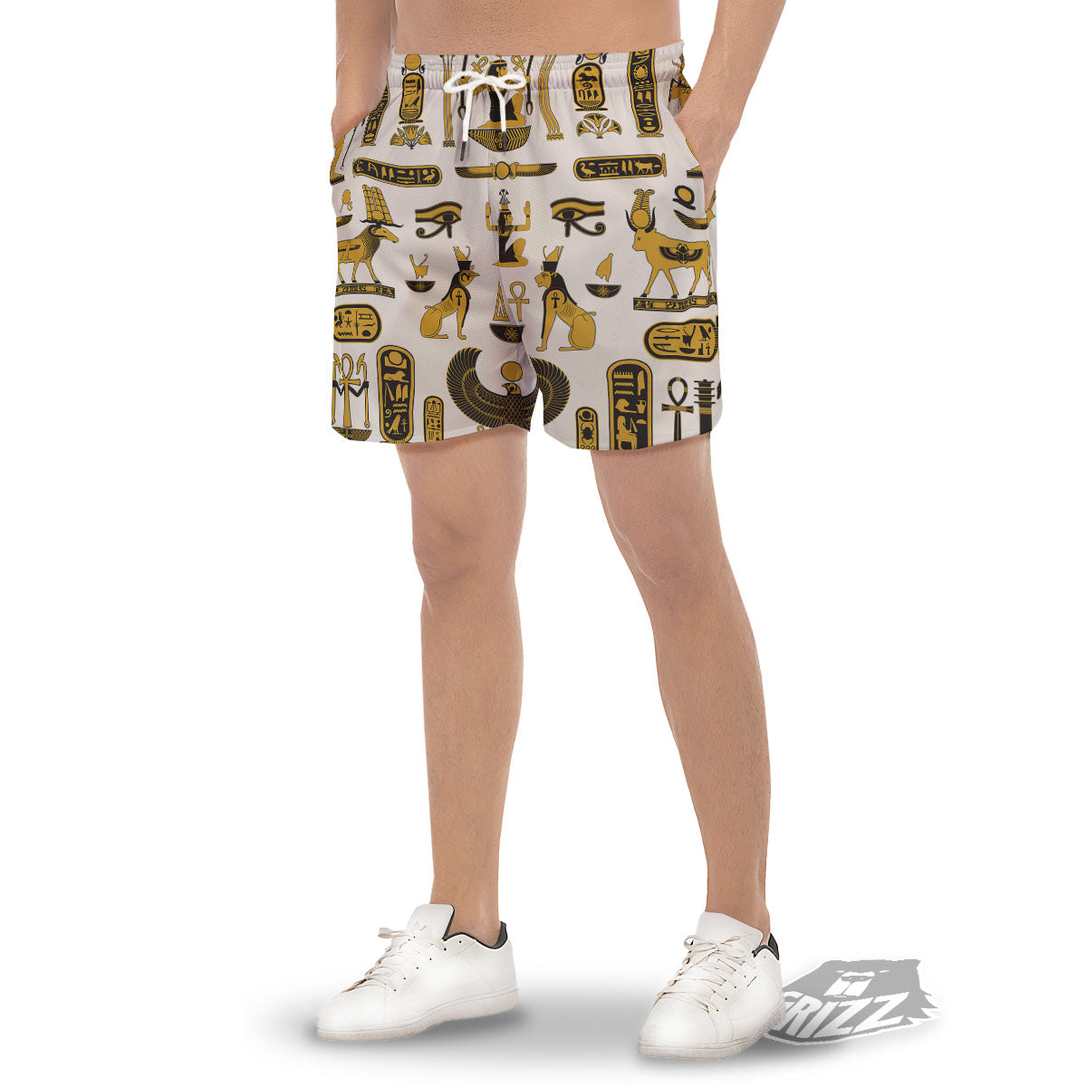 Pharaohs And Gods Egyptian Print Men's Gym Shorts-grizzshop