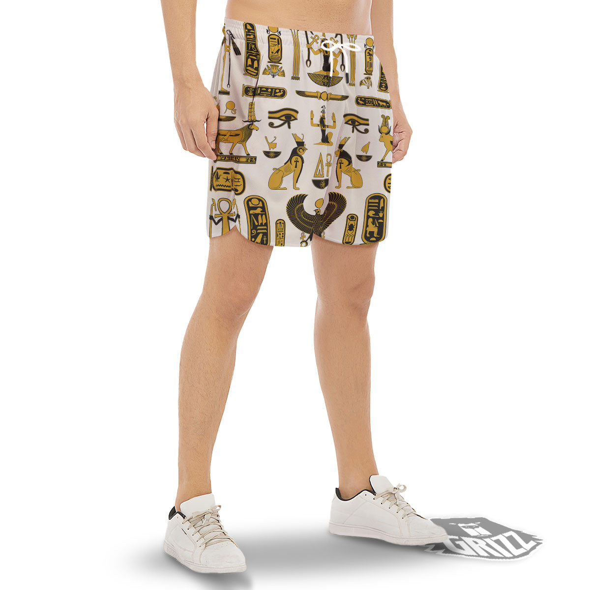 Pharaohs And Gods Egyptian Print Men's Gym Shorts-grizzshop