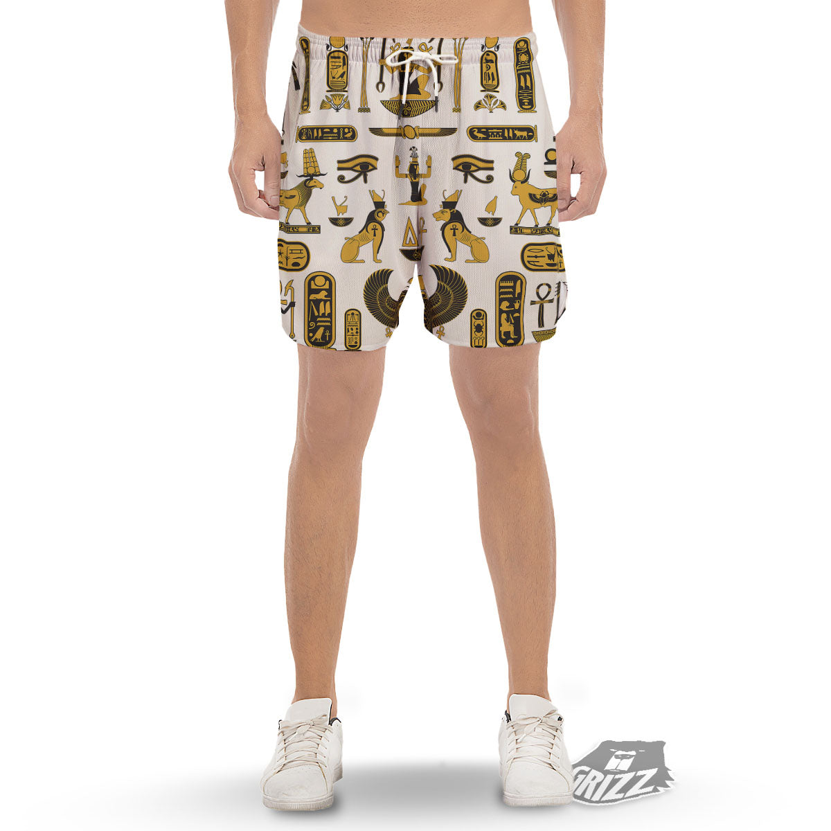 Pharaohs And Gods Egyptian Print Men's Gym Shorts-grizzshop