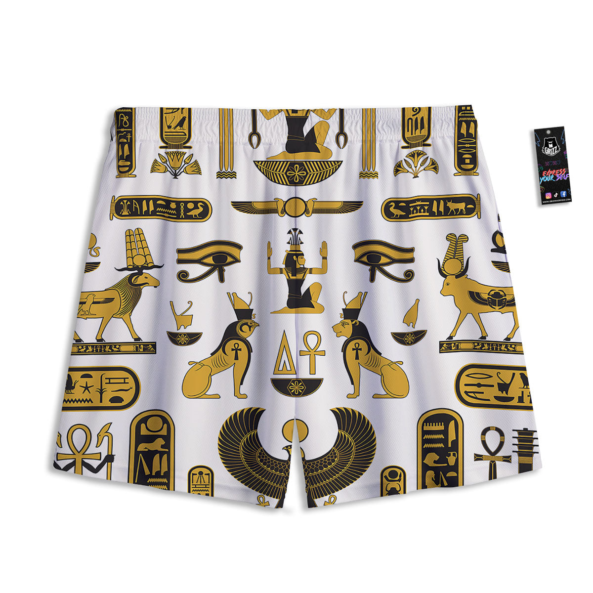 Pharaohs And Gods Egyptian Print Mesh Shorts