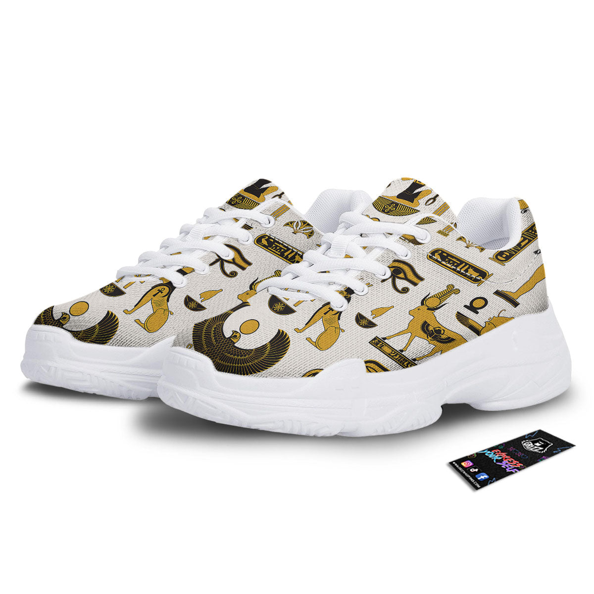 Pharaohs And Gods Egyptian Print White Chunky Shoes-grizzshop