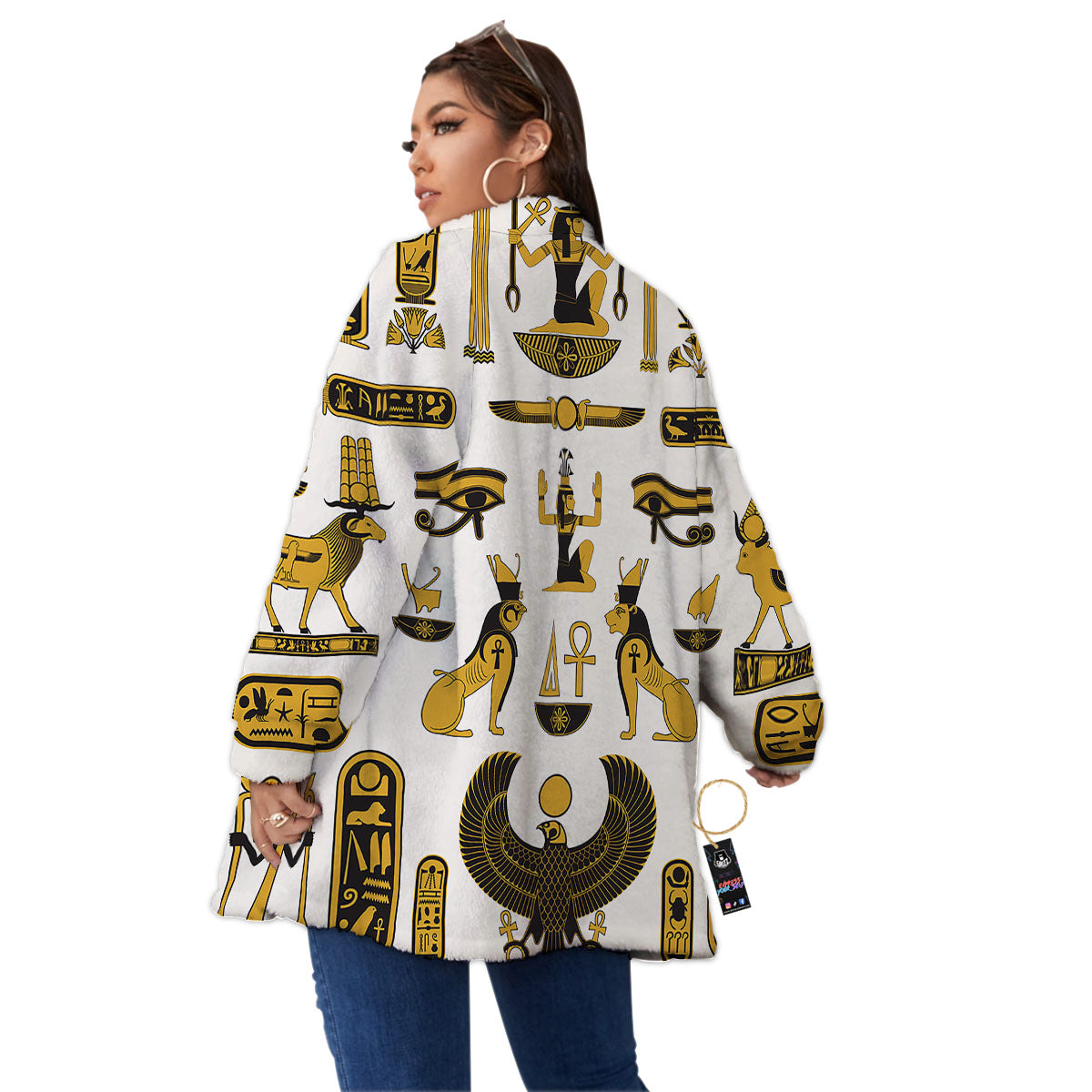 Pharaohs And Gods Egyptian Print Women's Sherpa Jacket-grizzshop