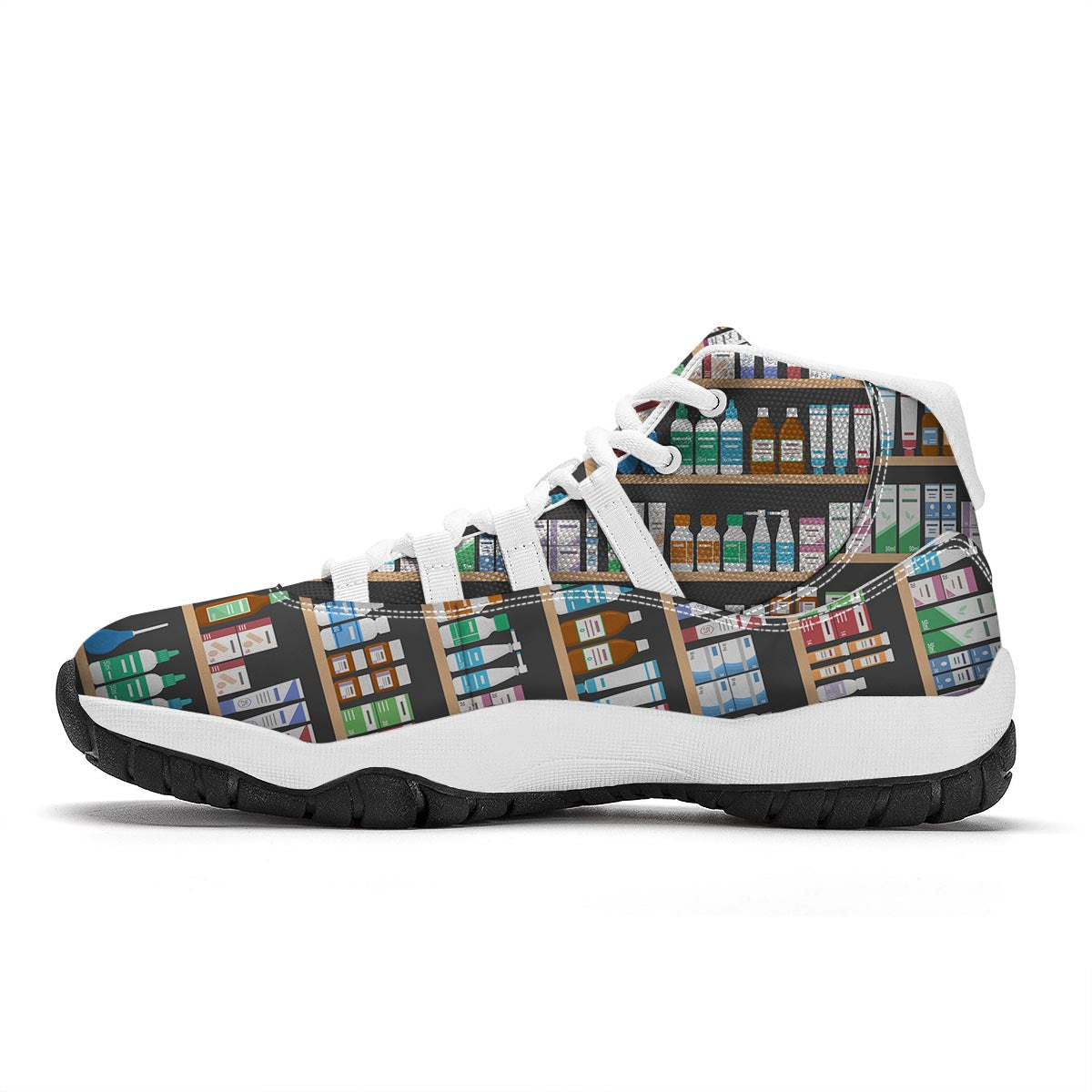 Pharmacy Print Pattern White Bball Shoes-grizzshop