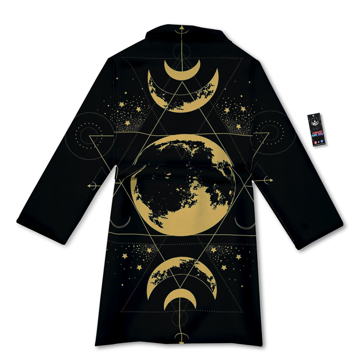 Phase Geometric Moon Print Bathrobe-grizzshop
