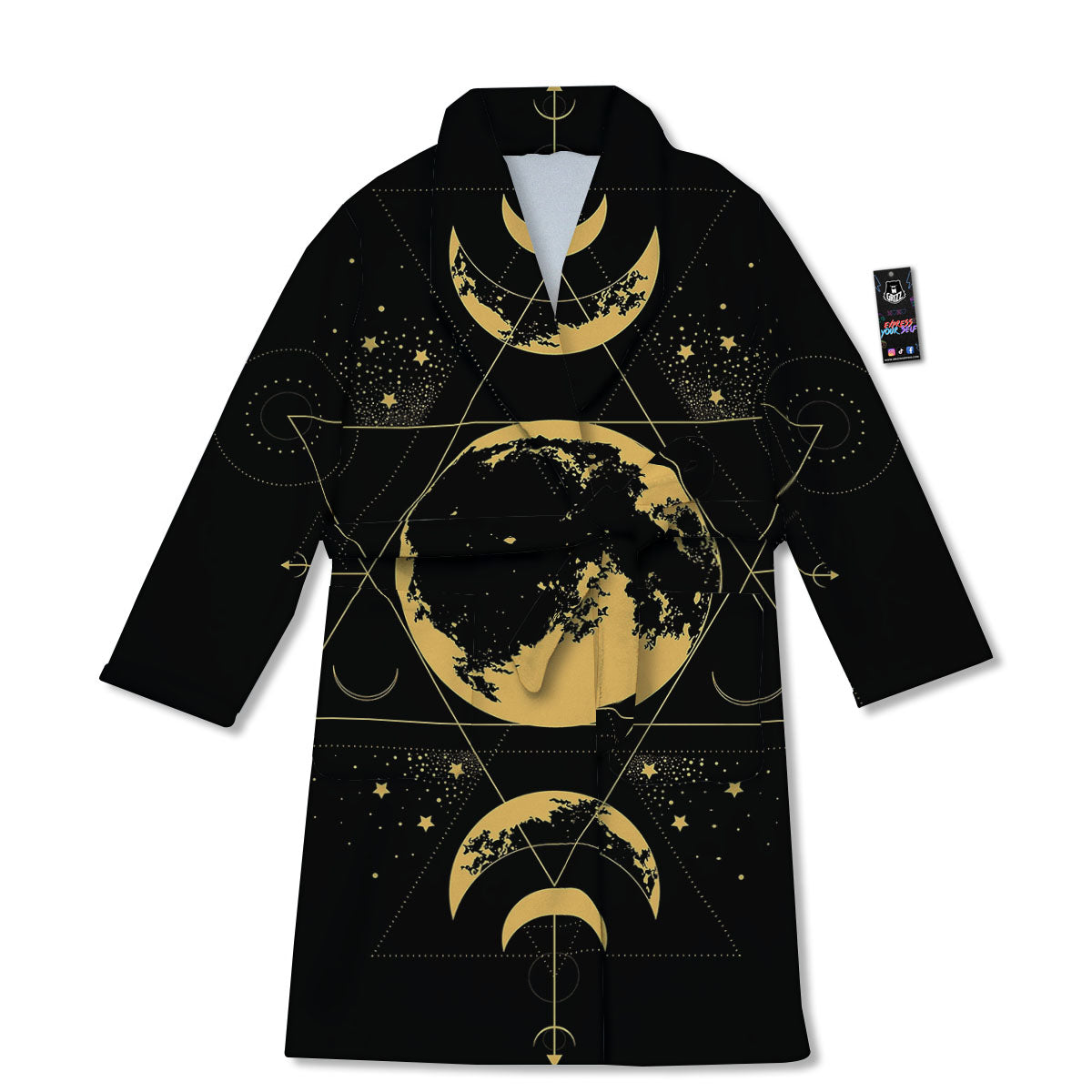 Phase Geometric Moon Print Bathrobe-grizzshop