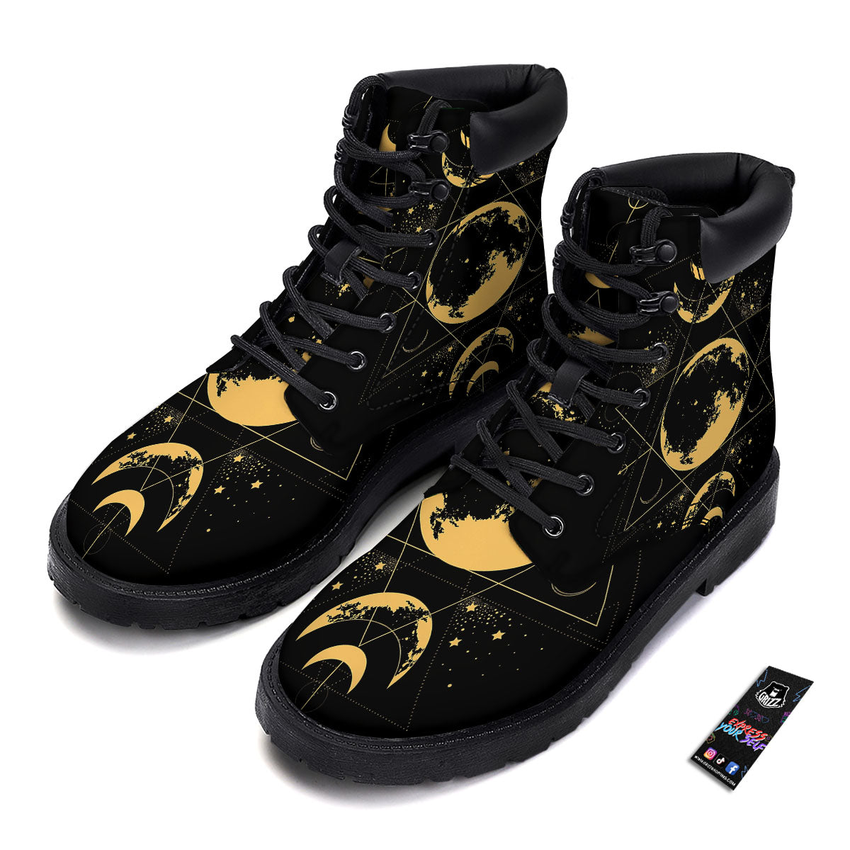 Phase Geometric Moon Print Boots-grizzshop