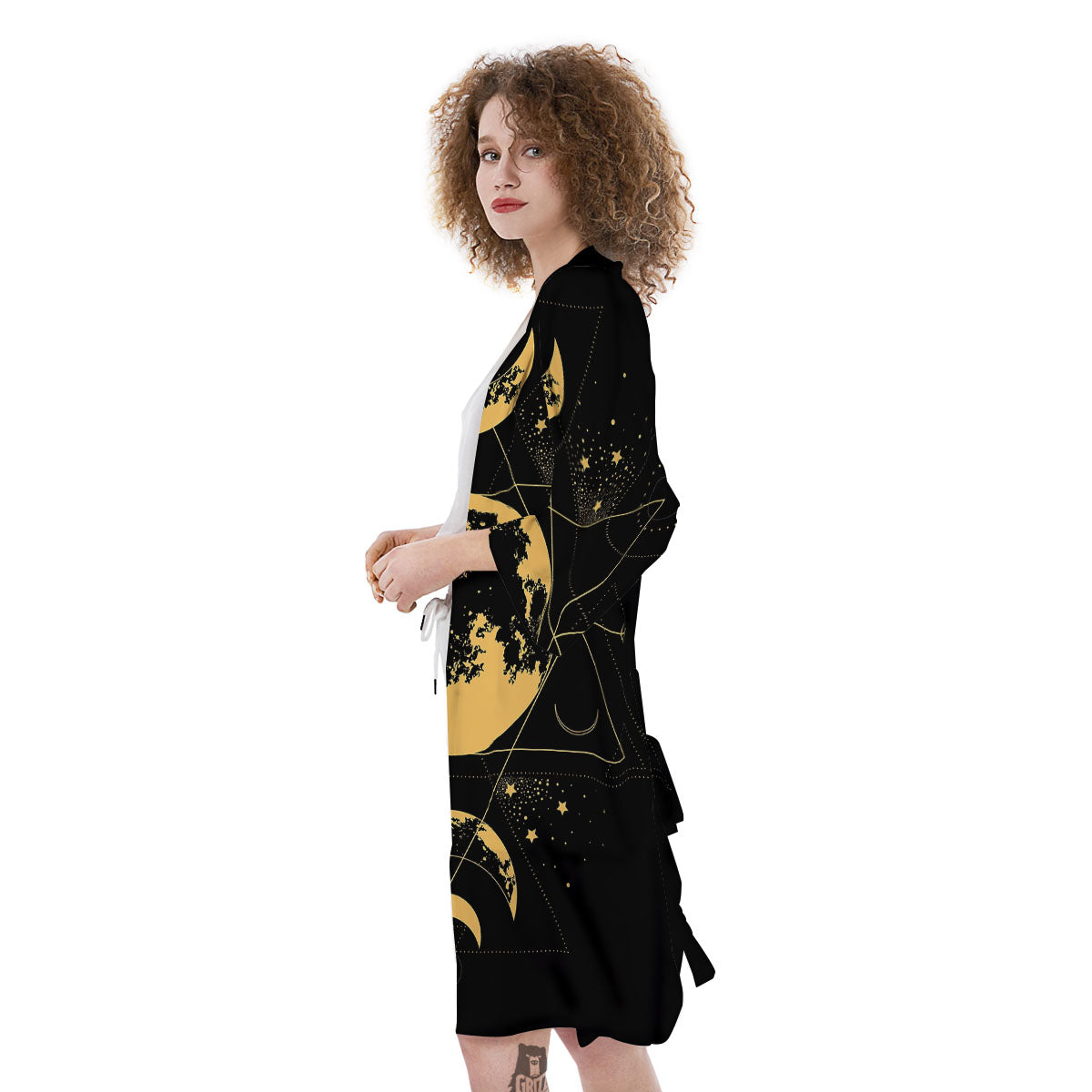 Phase Geometric Moon Print Kimono-grizzshop