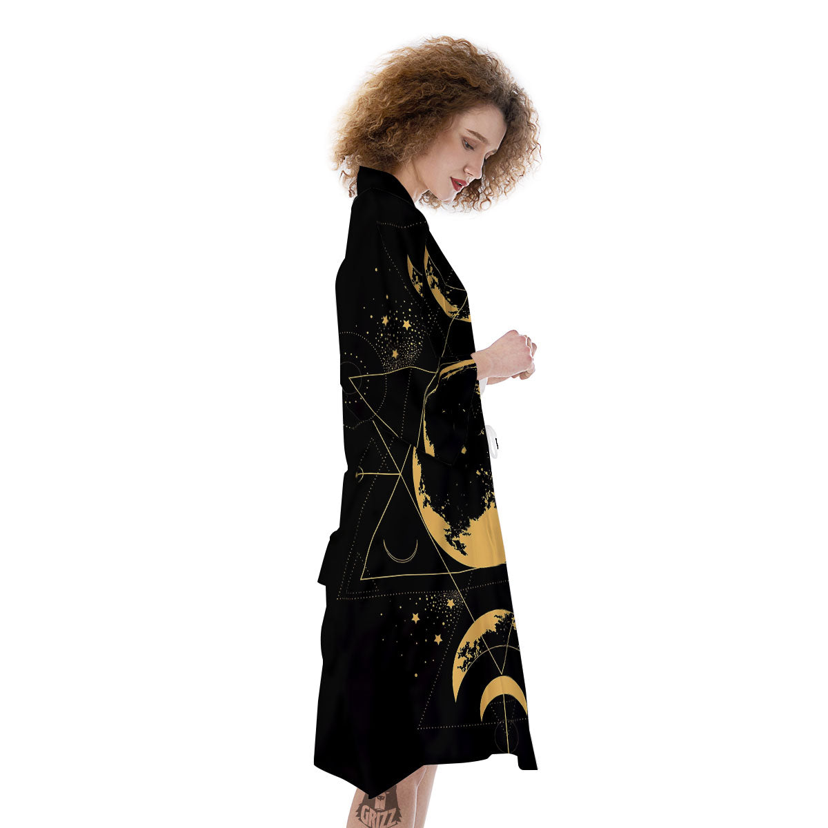Phase Geometric Moon Print Kimono-grizzshop