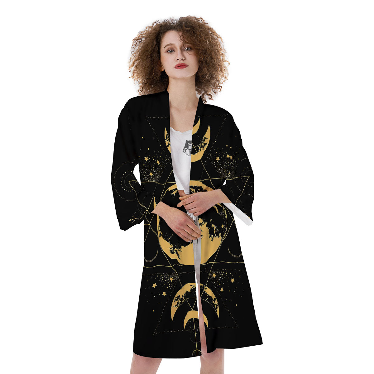 Phase Geometric Moon Print Kimono-grizzshop