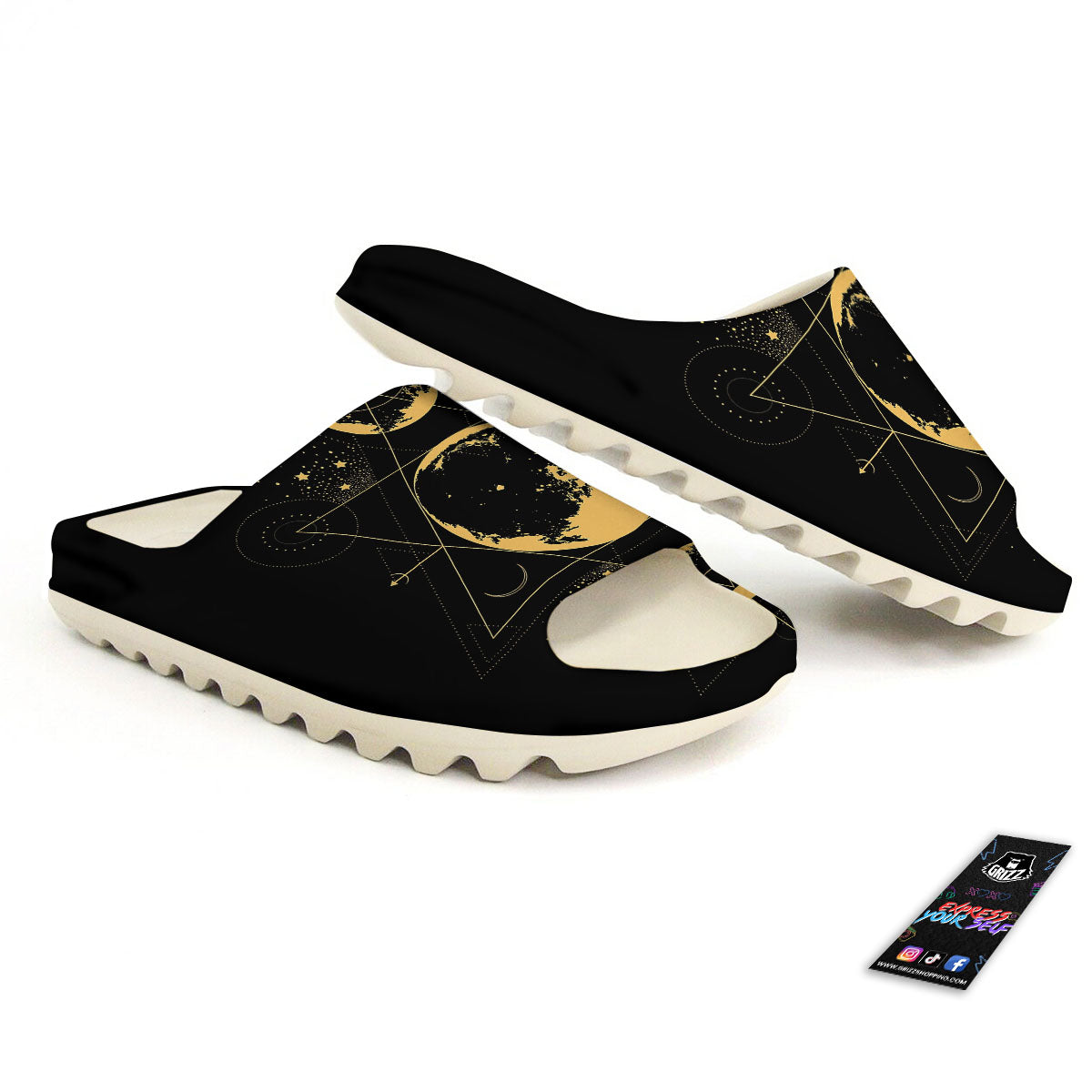 Phase Geometric Moon Print Sandals-grizzshop