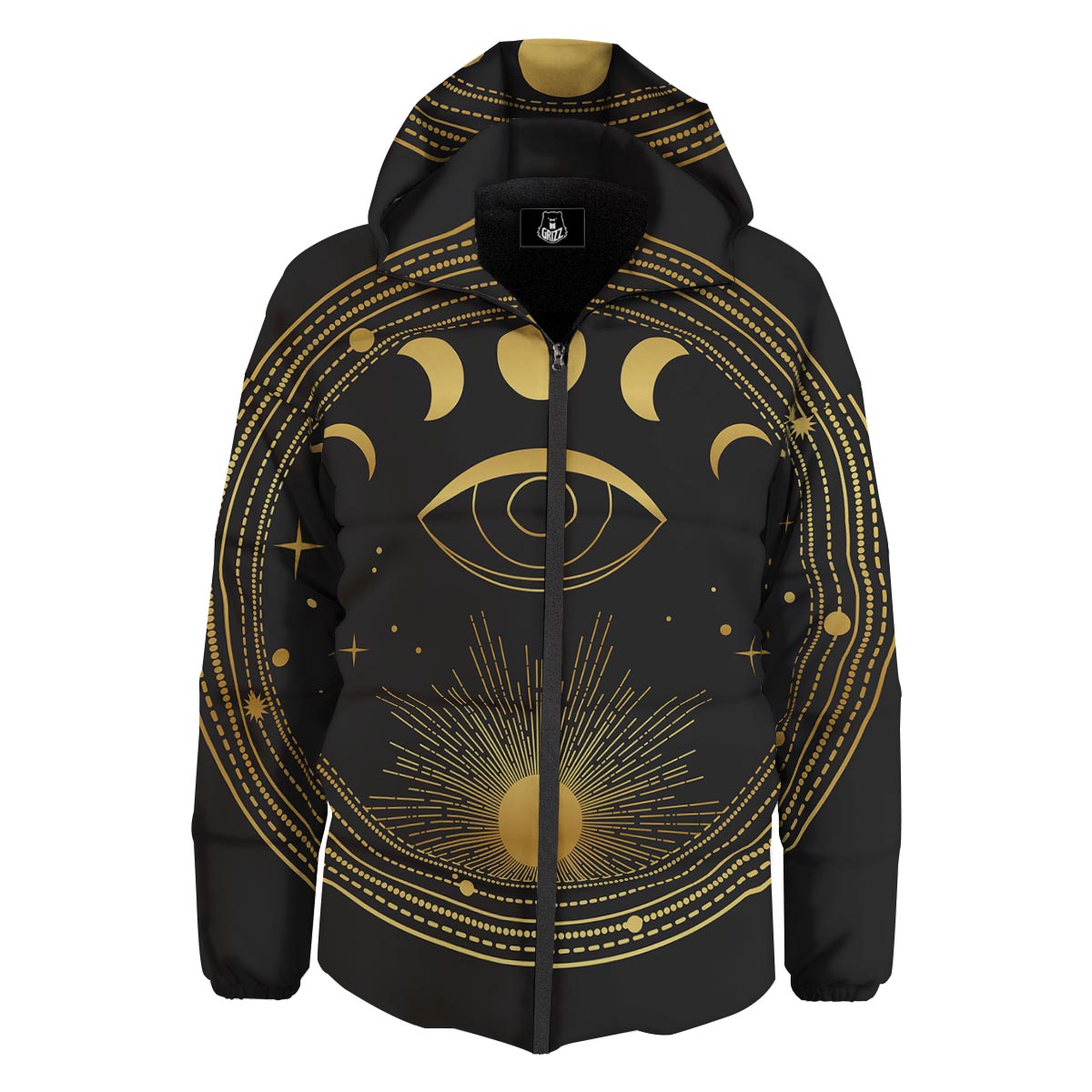 Phase Moon And Sun Print Down Jacket-grizzshop