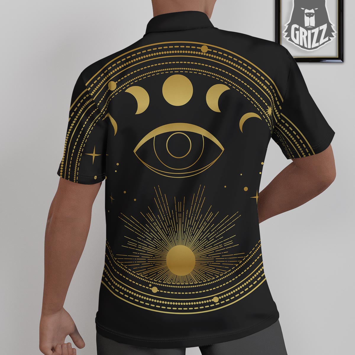Phase Moon And Sun Print Untucked Shirts-grizzshop