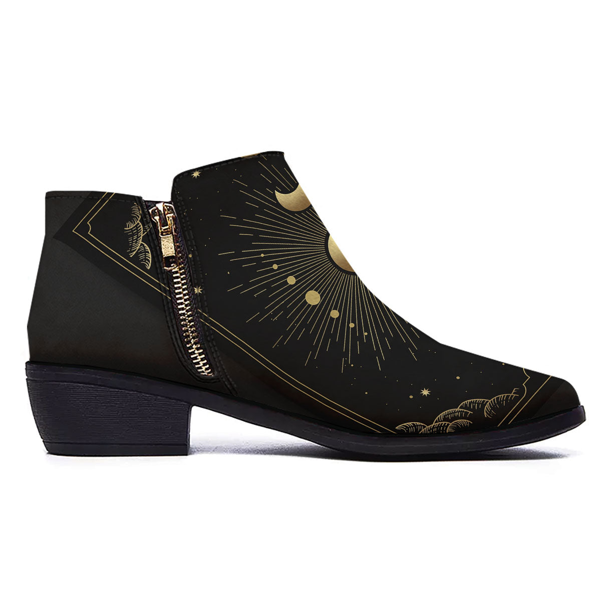 Phases And Eclipse Print Ankle Boots-grizzshop