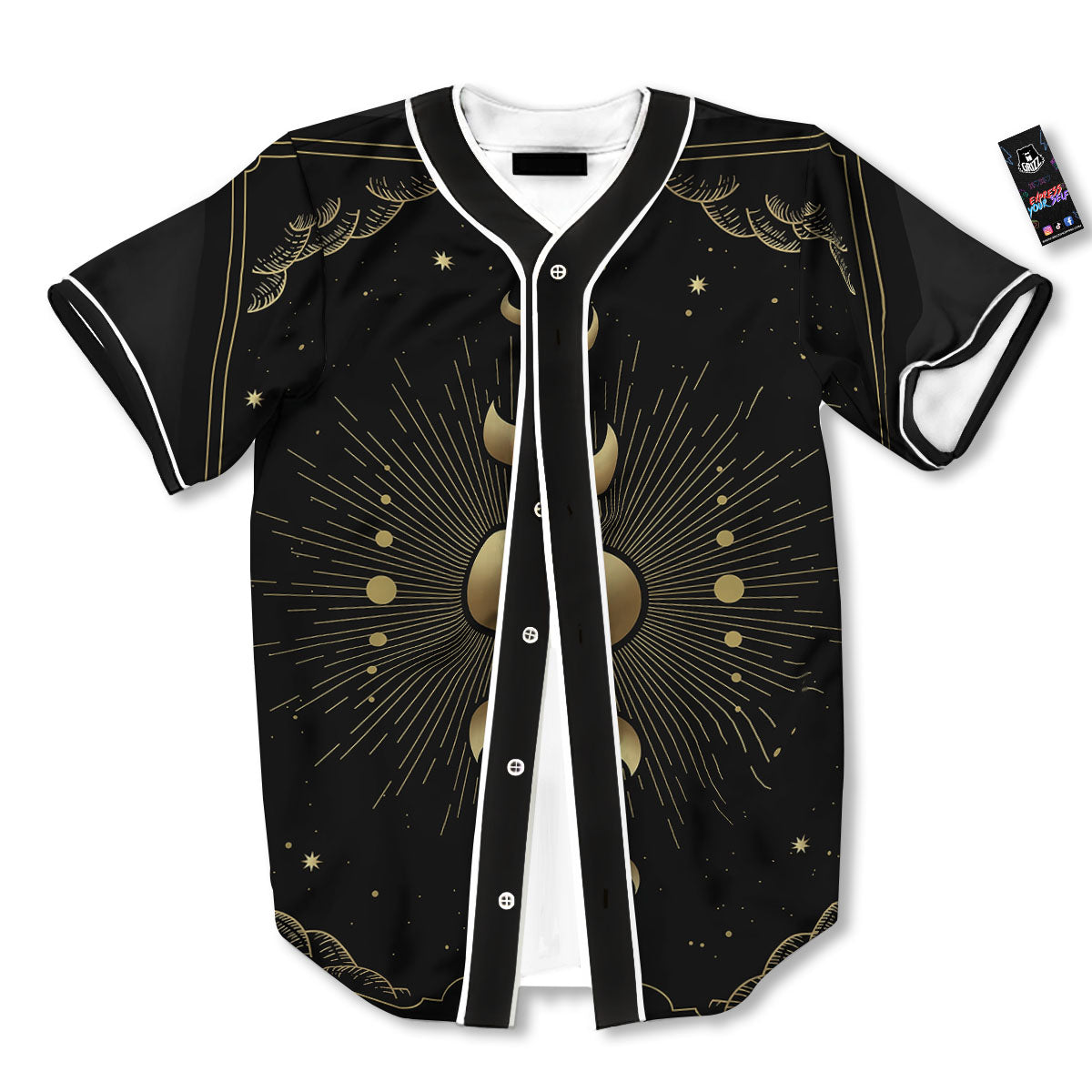Phases And Eclipse Print Baseball Jersey-grizzshop