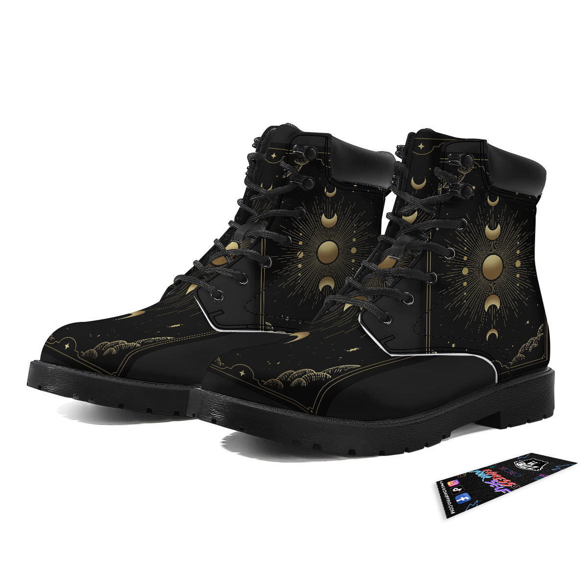 Phases And Eclipse Print Boots-grizzshop
