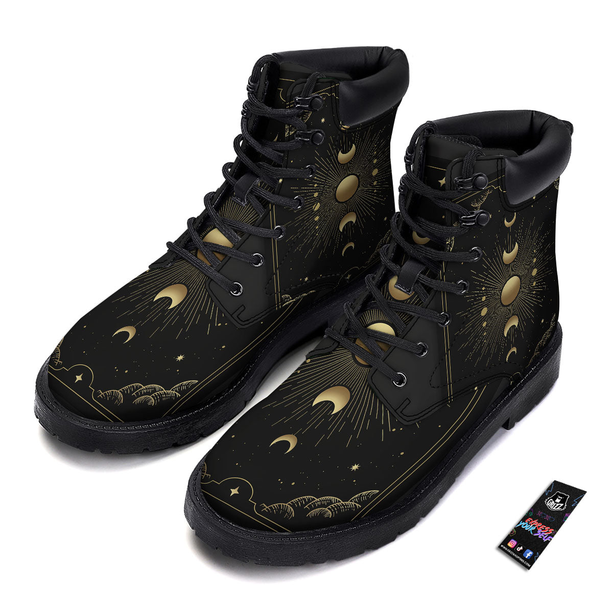 Phases And Eclipse Print Boots-grizzshop