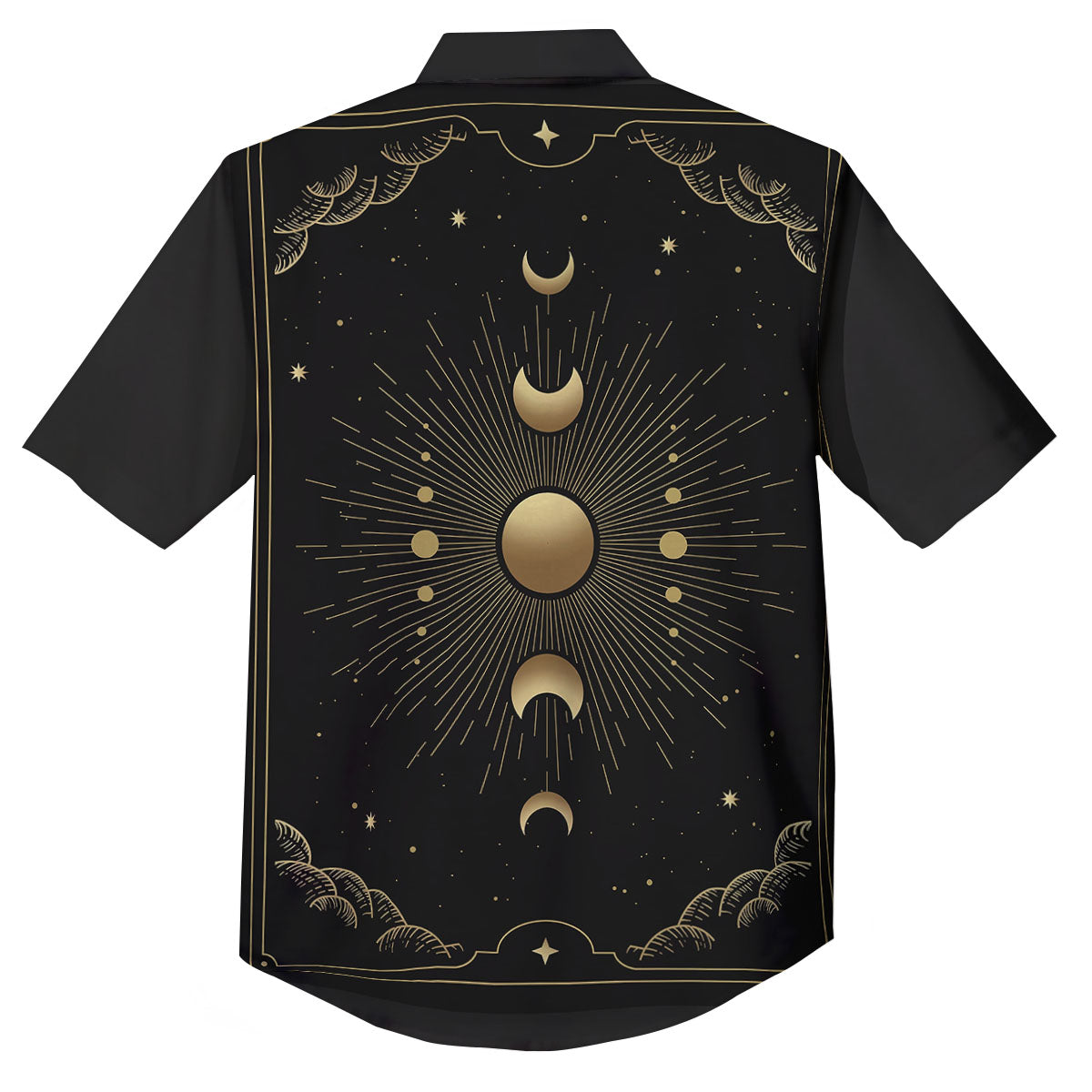 Phases And Eclipse Print Button Up Shirt-grizzshop