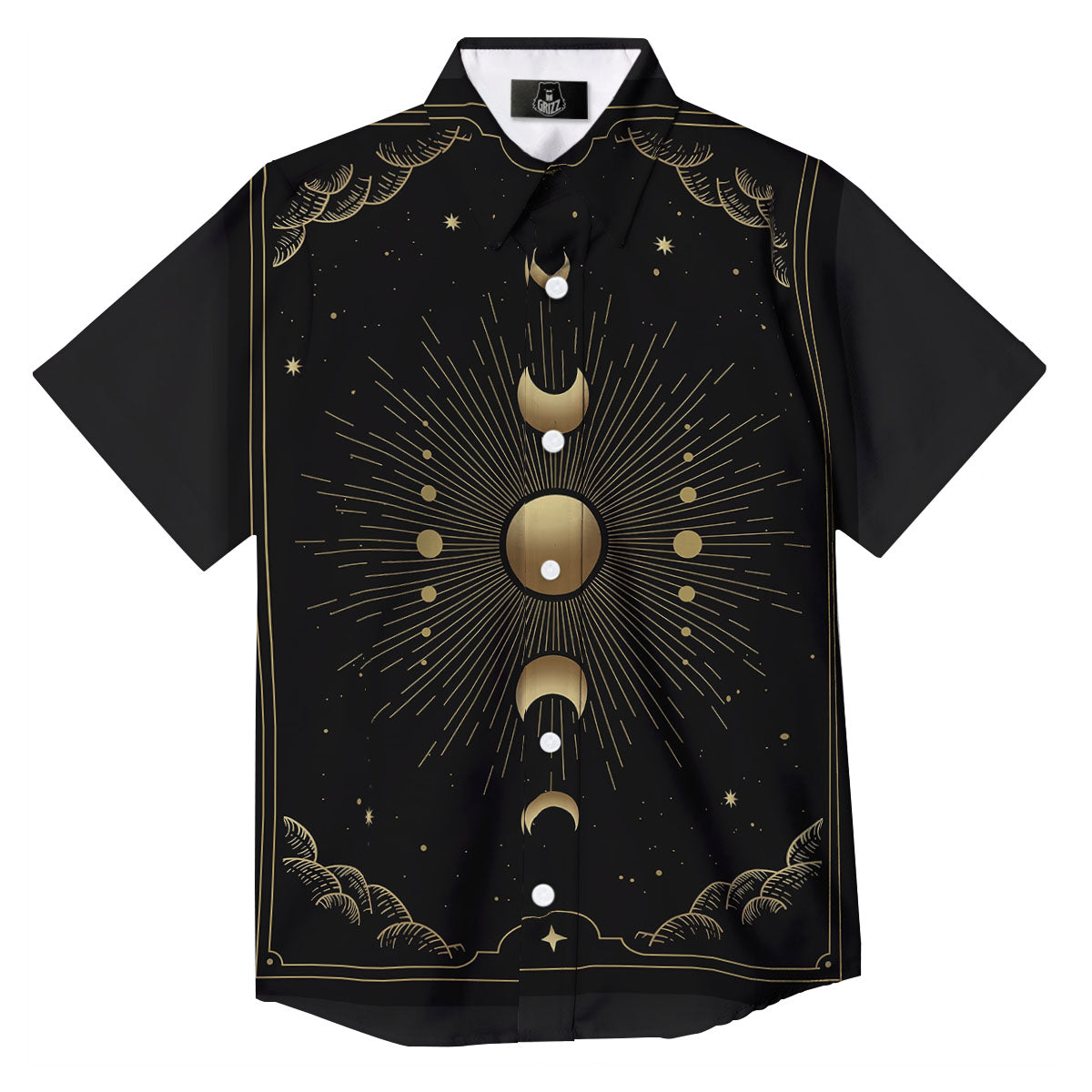 Phases And Eclipse Print Button Up Shirt-grizzshop