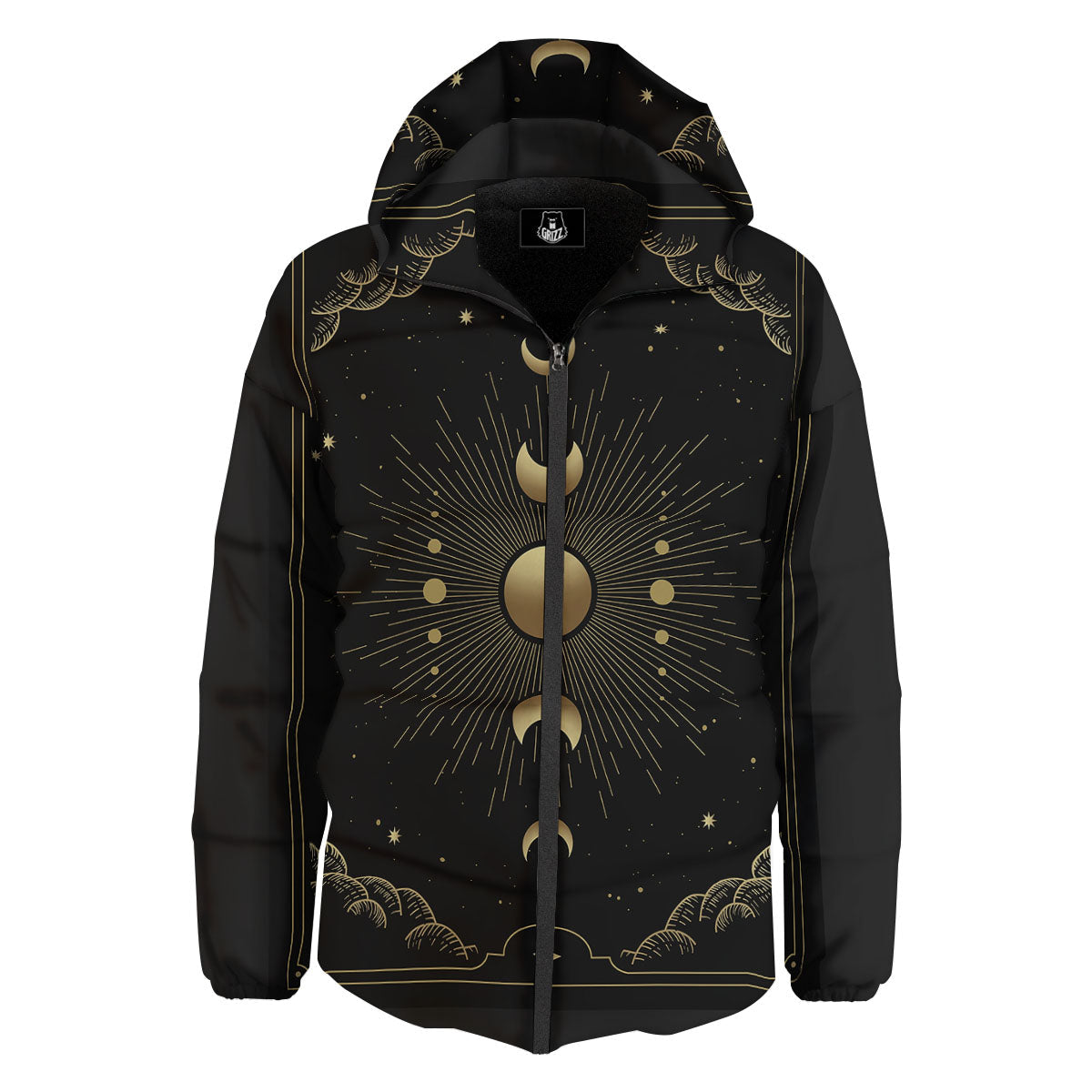Phases And Eclipse Print Down Jacket-grizzshop