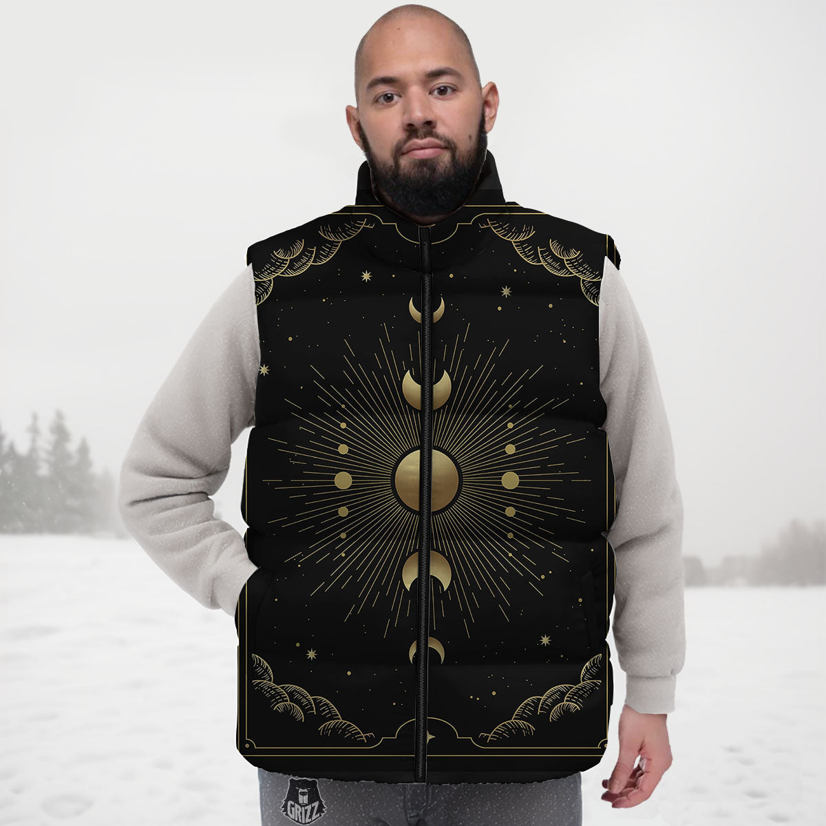 Phases And Eclipse Print Down Vest