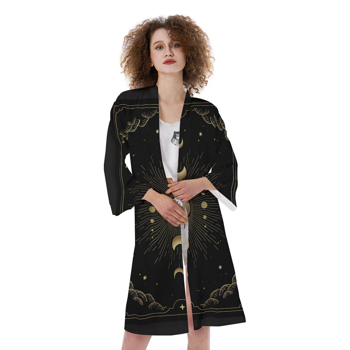 Phases And Eclipse Print Kimono-grizzshop