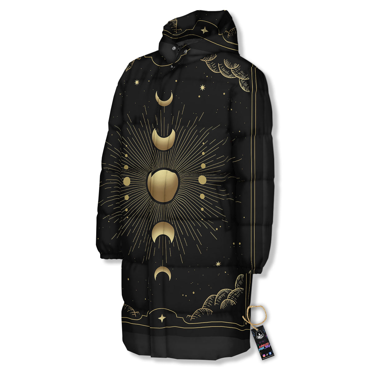 Phases And Eclipse Print Long Down Jacket-grizzshop