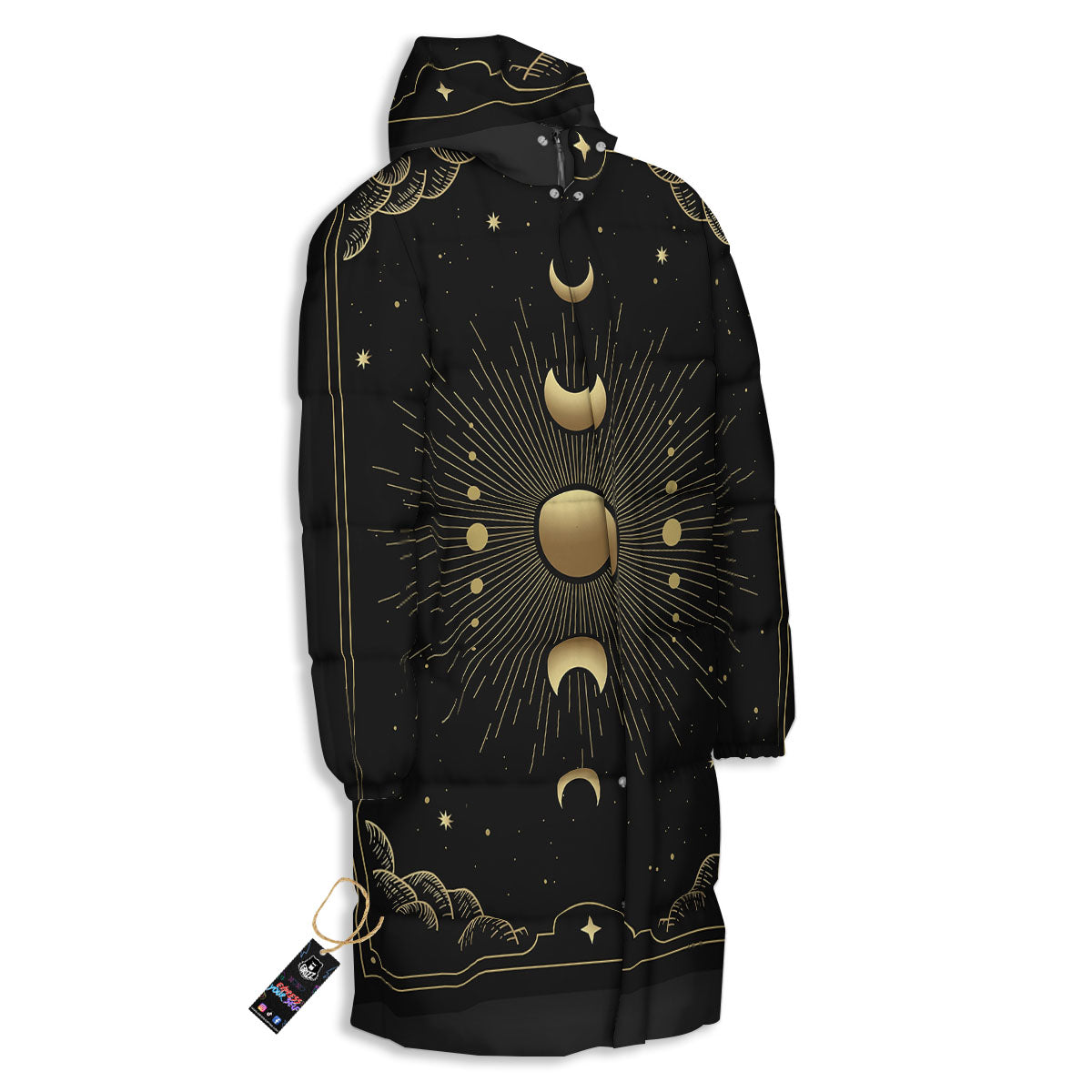 Phases And Eclipse Print Long Down Jacket-grizzshop