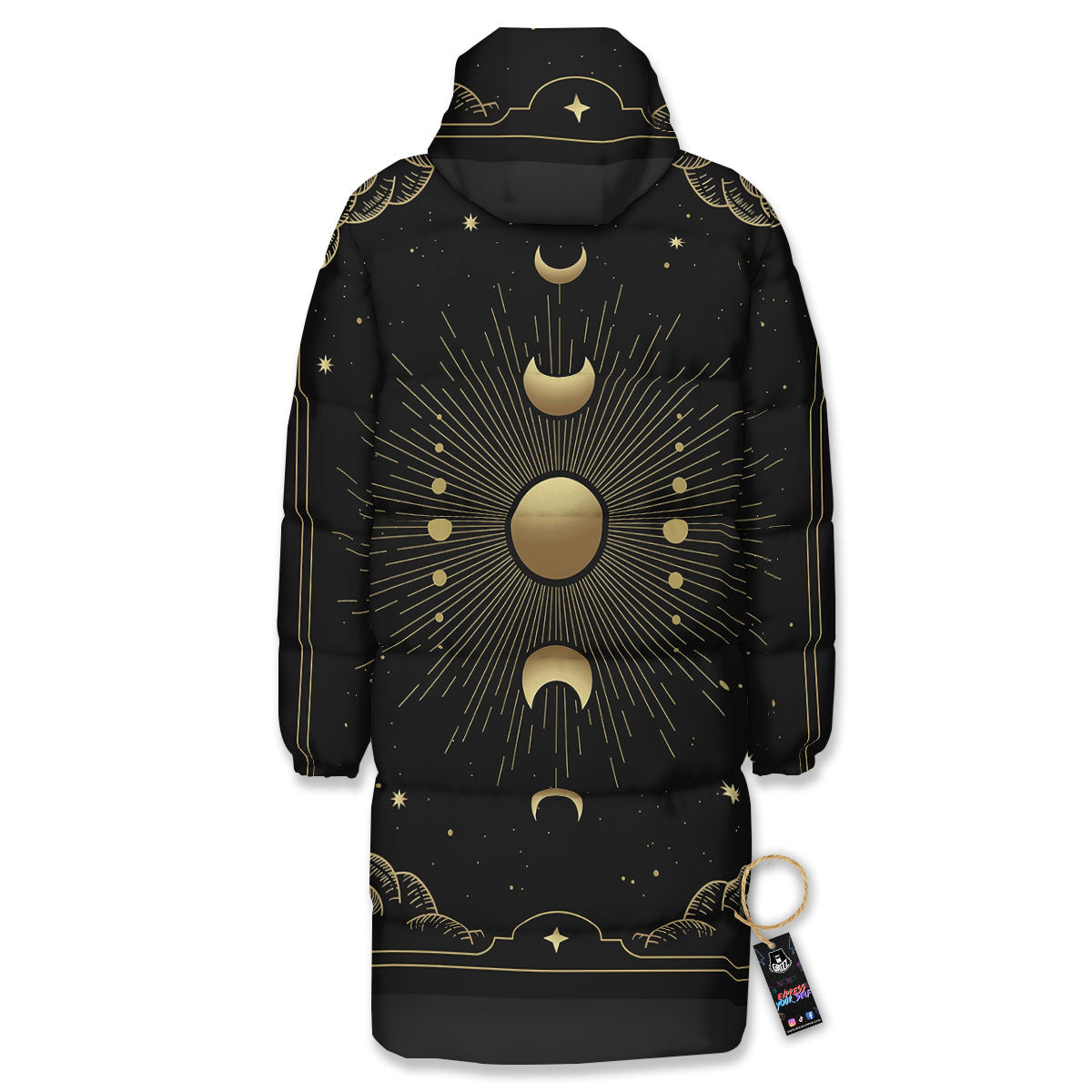 Phases And Eclipse Print Long Down Jacket-grizzshop